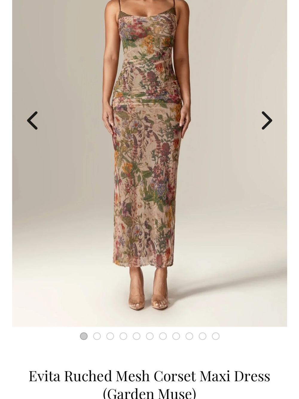 Evita Ruched Mesh Corset Maxi Skirt - Garden Muse Floral